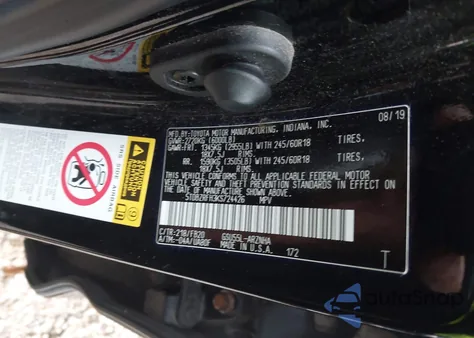 2019 Toyota Highlander Le from USA, damaged, VIN 5TDBZRFH3KS724426